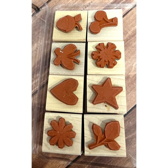 2006 STAMPIN UP ALL THROUGH THE YEAR Wood Mounted Rubber Stamp set of 8 SEASONAL - Picture 5 of 5